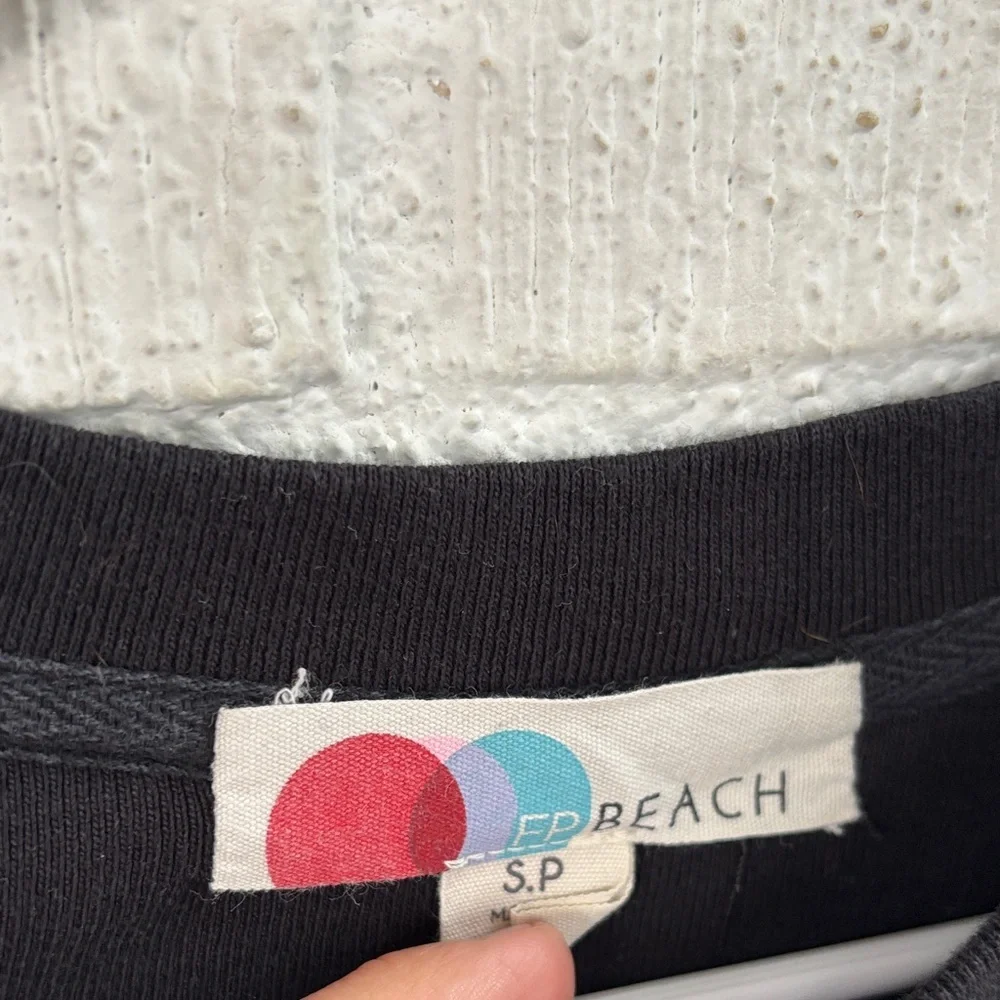 Free People Beach Monterey Pullover Relaxed Black Sweatshirt sz S